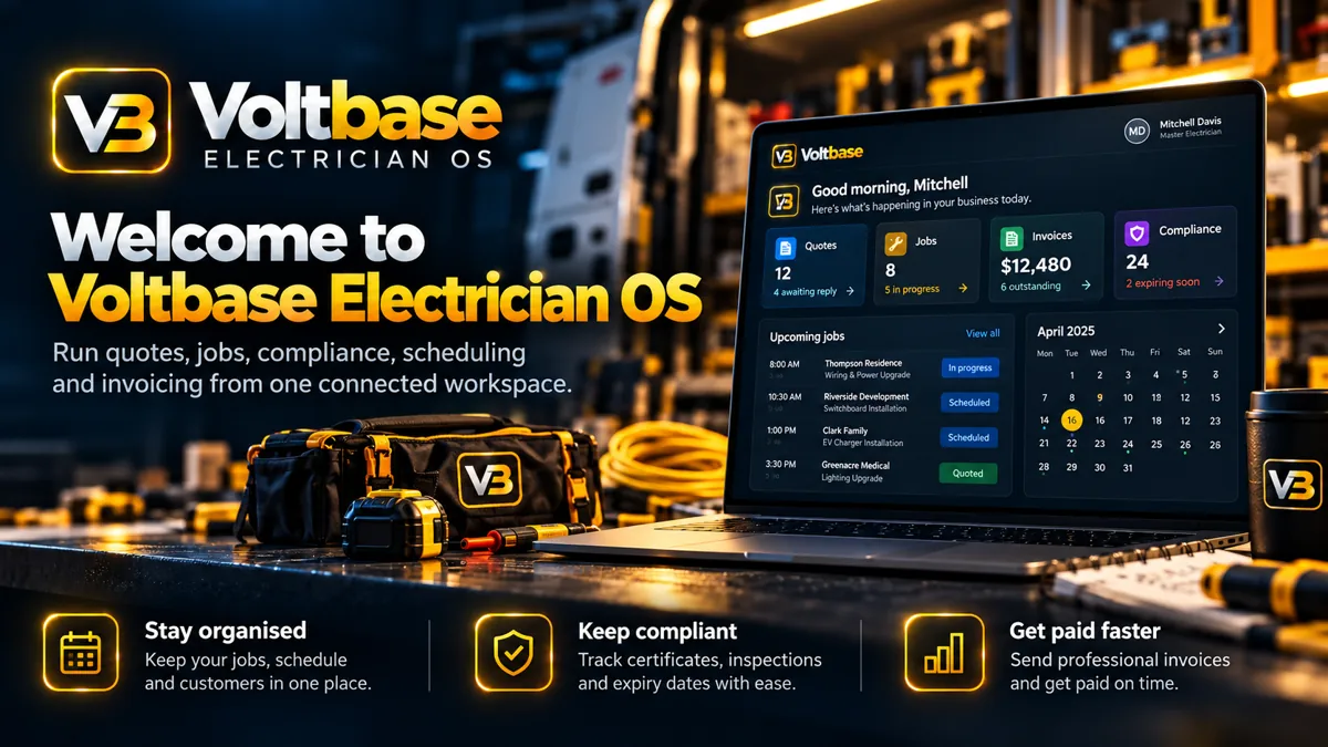 Illustrative dashboard concept for managing an electrical business